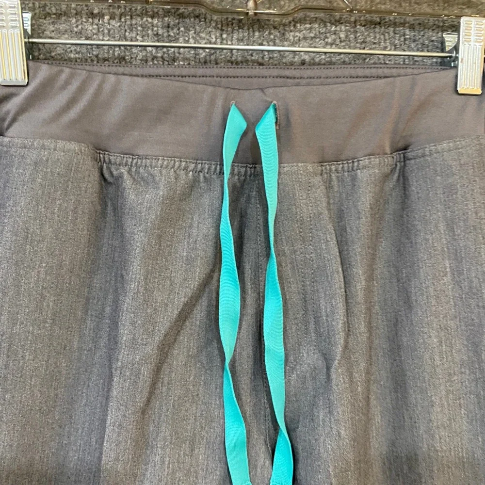FIGS Technical Collection Scrub Pants XXL Gray Heathered T21004 Teal Drawstring